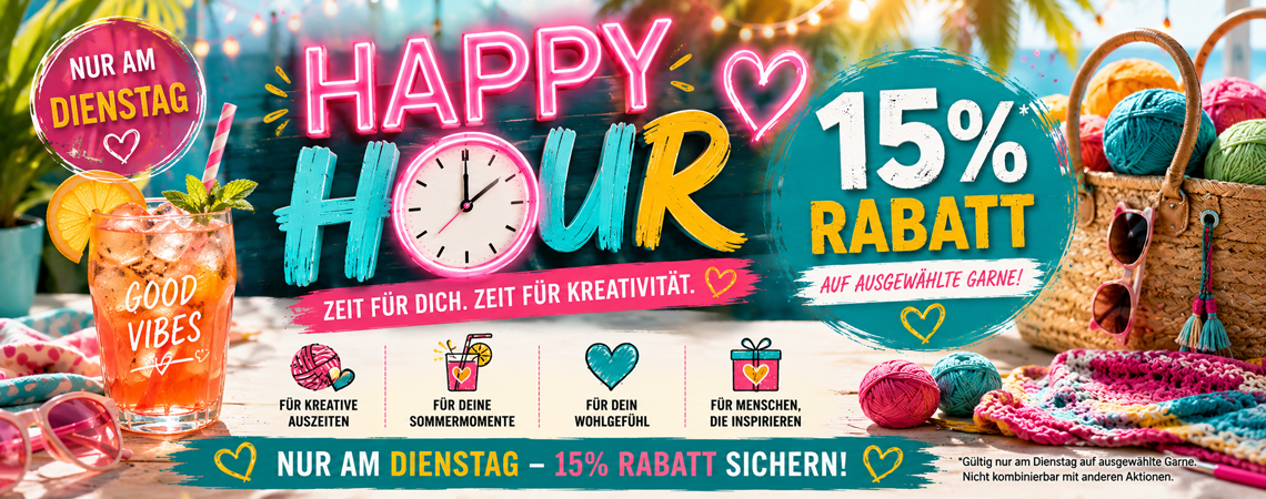  Starke Wolle & Stricknadel Angebote - Happy Hour - mit 15% Rabatt 