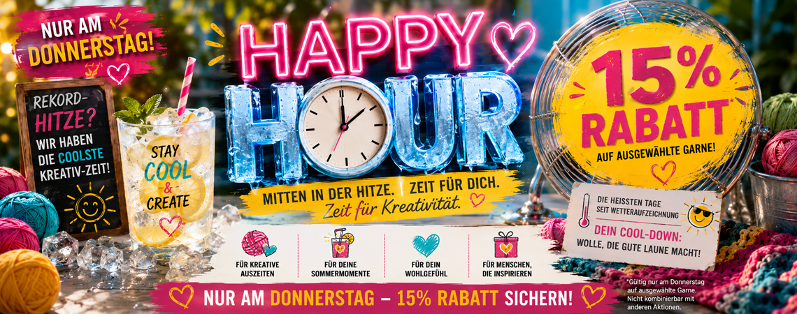 Starke Wolle & Stricknadel Angebote - Happy Hour - mit 15% Rabatt 