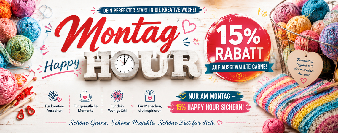  Starke Wolle & Stricknadel Angebote - Happy Hour - mit 15% Rabatt 