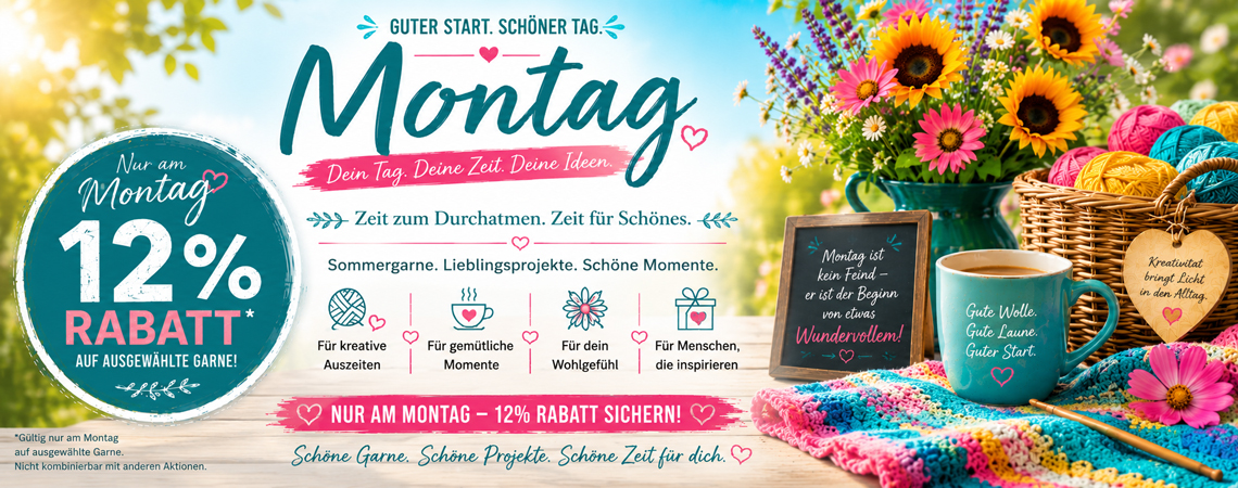  Starke Wolle & Stricknadel Angebote - Happy Hour Montag - mit 12% Rabatt 