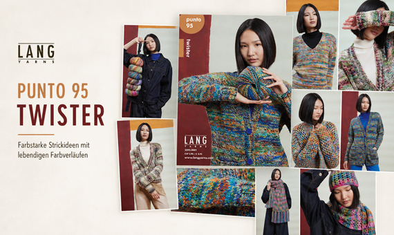 Lang Yarns Punto 95 Twister Strickheft mit farbstarken Modellen und Accessoires