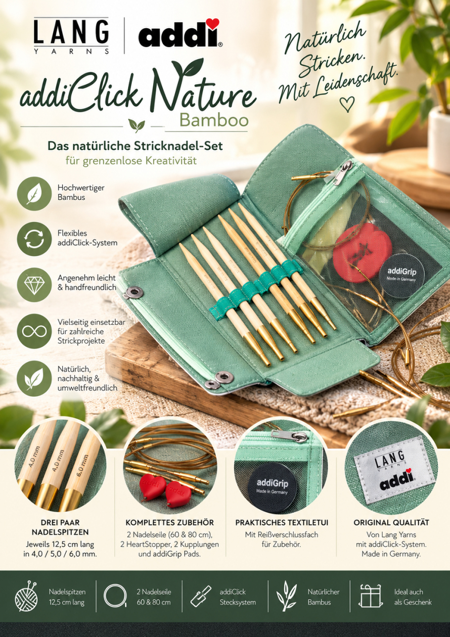 addi Lang Click Nature Bamboo Long Starter Set Farbe 9999