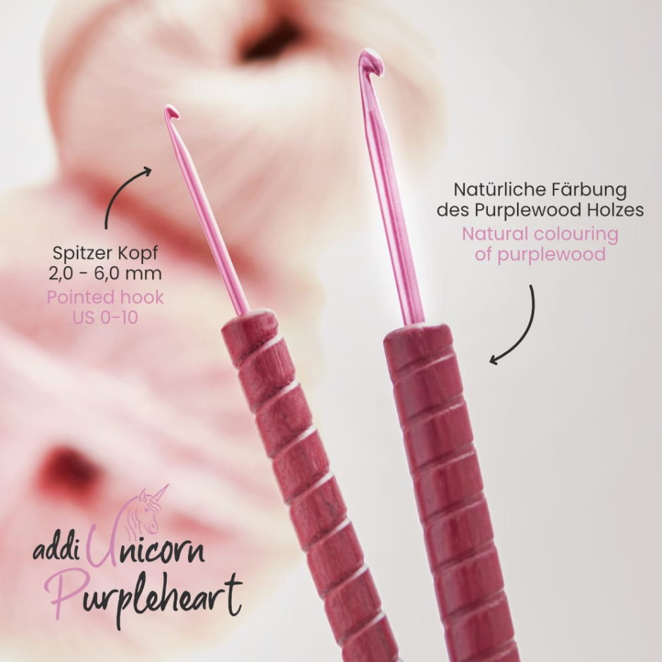 Addi Unicorn Purpleheart Hkelnadel 3
