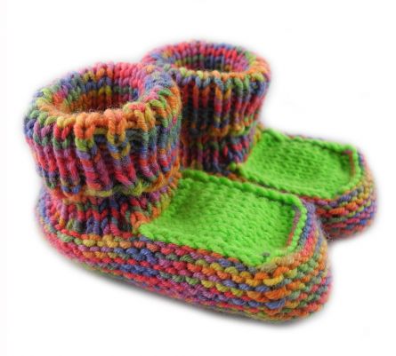 Babyschuhe Gestrickt Schurwolle neon bunt Gr.16-17