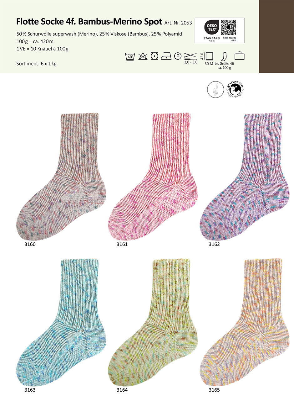Flotte Socke Bambus Merino Spot Rellana Farbe 9999