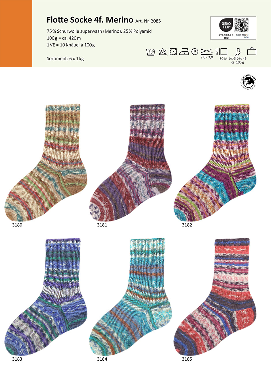 Flotte Socke Merino Rellana Farbe 9999