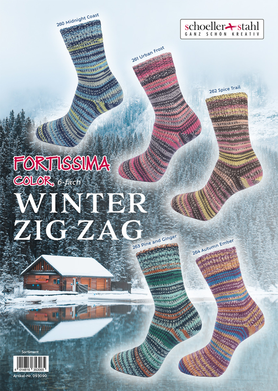 Fortissima Winter Zig Zag 6f Schoeller Stahl Farbe 9999