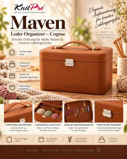 KnitPro Maven Leder Organizer cognac