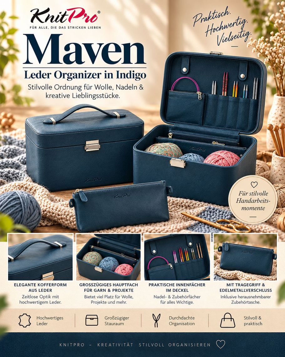 KnitPro Maven Leder Organizer indigo Farbe 9999