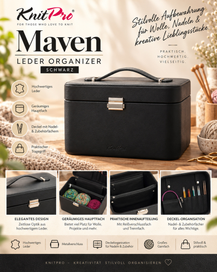 KnitPro Maven Leder Organizer schwarz