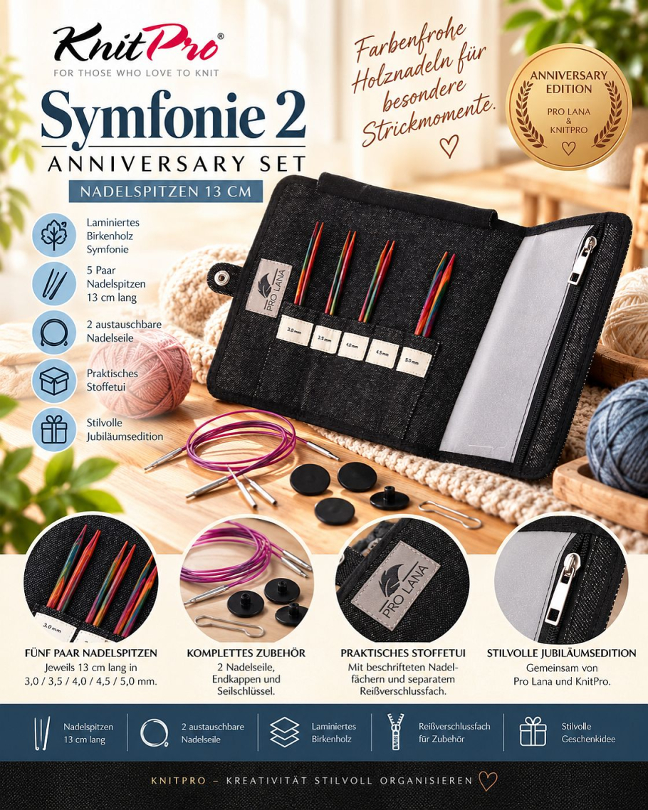 KnitPro Symfonie 2 Anniversary Nadelspitzen 13cm Set Farbe 9999