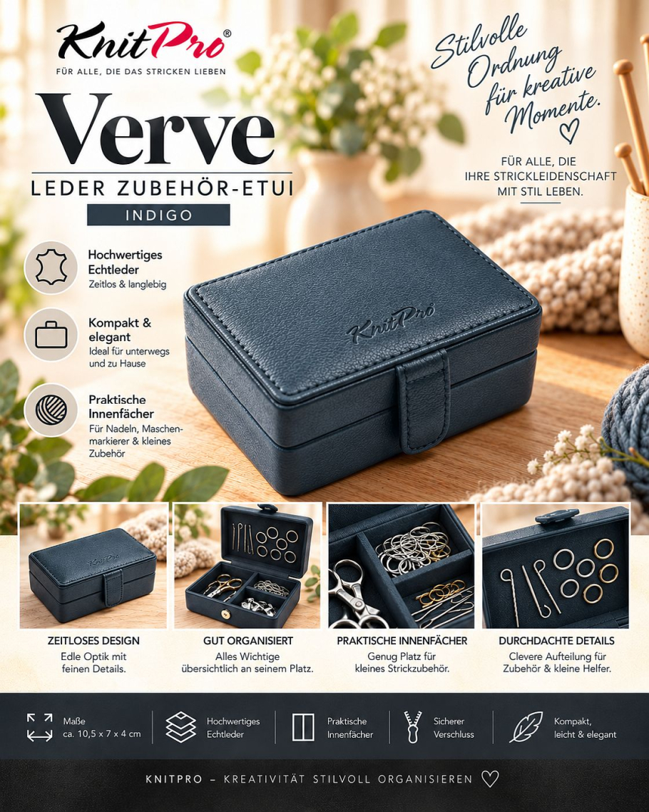 KnitPro Verve Leder Zubeh�r-Euti indigo Farbe 9999