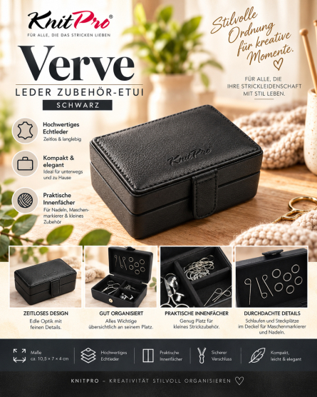 KnitPro Verve Leder Zubeh�r-Euti schwarz