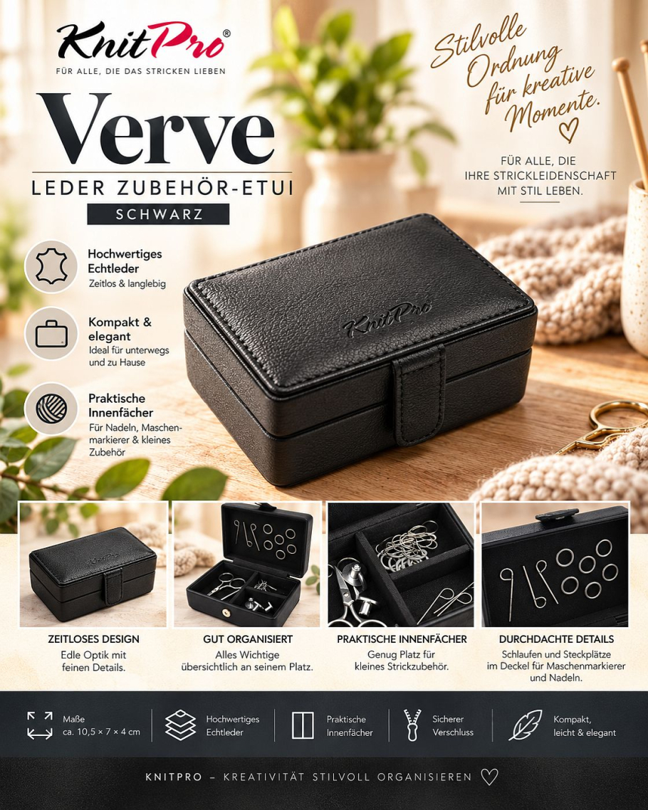 KnitPro Verve Leder Zubeh�r-Euti schwarz Farbe 9999