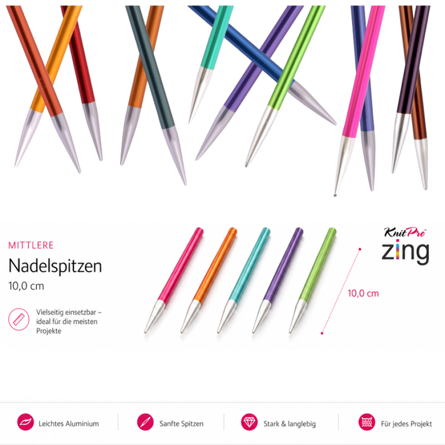 KnitPro Zing Nadelspitzen 10cm Farbe 9999