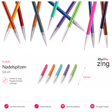 KnitPro Zing Nadelspitzen 5cm