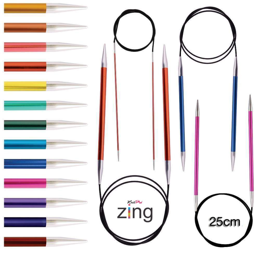KnitPro Zing Rundstricknadel 25cm Farbe 9999
