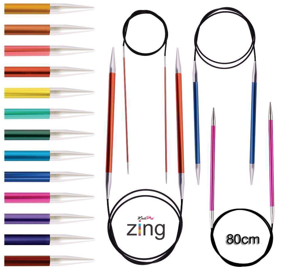 KnitPro Zing Rundstricknadel 80cm Farbe 9999