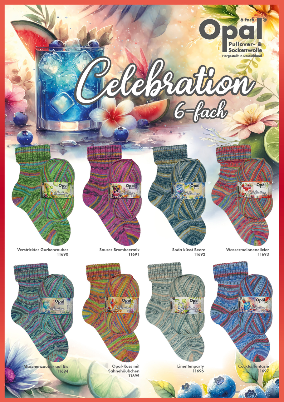 Opal Celebration Sockenwolle 6f Farbe 9999