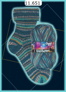 Opal Feuerwerk Sockenwolle Farbe 651