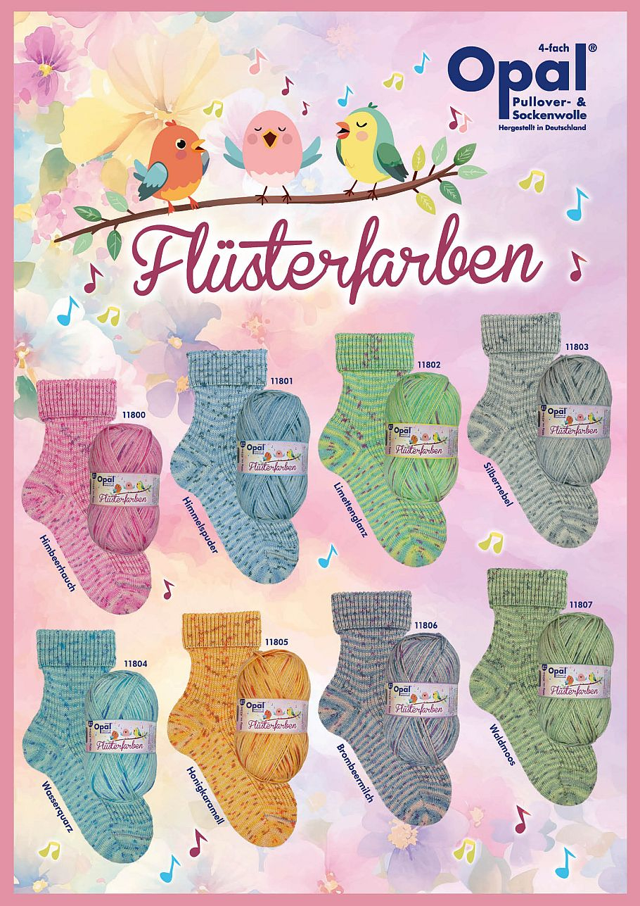 Opal Fl�sterfarben Sockenwolle Farbe 9999