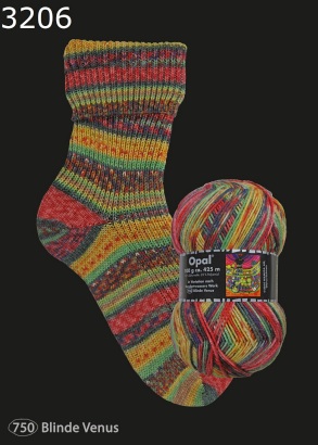 Opal Hundertwasser 3 Sockenwolle Farbe 3206