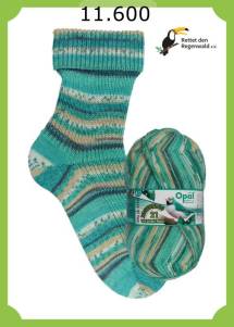 Opal Regenwald 21 Sockenwolle 4f Farbe 600