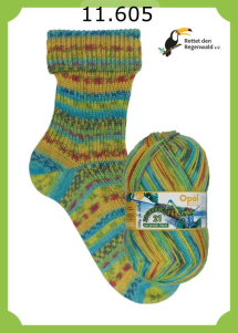 Opal Regenwald 21 Sockenwolle 4f Farbe 605
