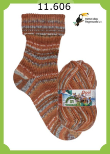 Opal Regenwald 21 Sockenwolle 4f Farbe 606