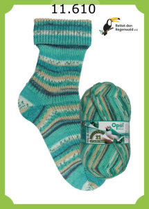 Opal Regenwald 21 Sockenwolle 6f Farbe 610