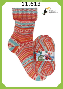 Opal Regenwald 21 Sockenwolle 6f Farbe 613