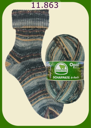Opal Schafpate 6-fach Sockenwolle Farbe 863