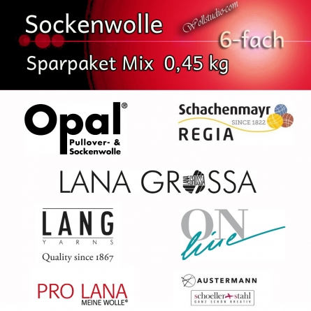 Sockenwolle 6-fach Paket Mix 0.45 Kg