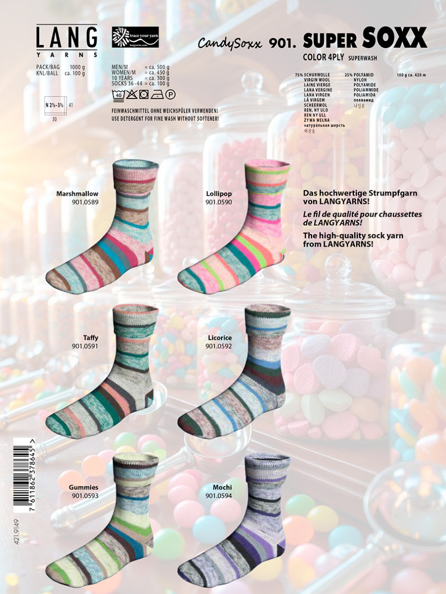 Super Soxx Candy Lang Yarns Farbe 9999