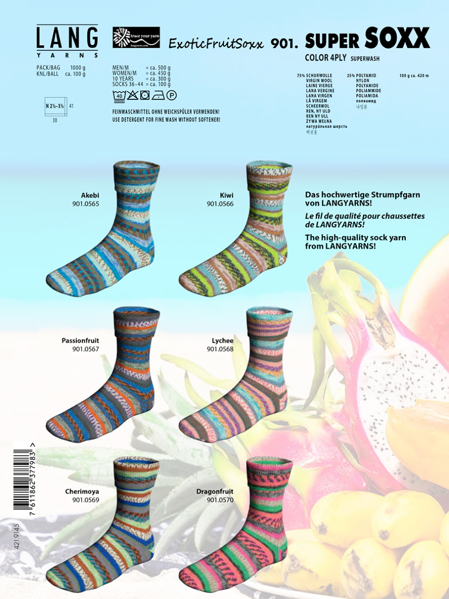 Super Soxx Exotic Fruit Lang Yarns Farbe 9999