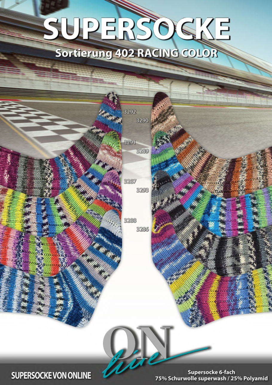 Supersocke 402 Racing ONline Sockenwolle Farbe 9999