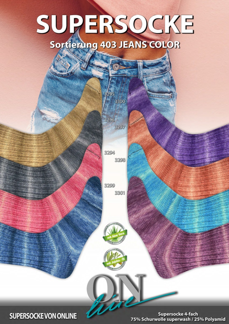Supersocke 403 Jeans ONline Sockenwolle Farbe 9999