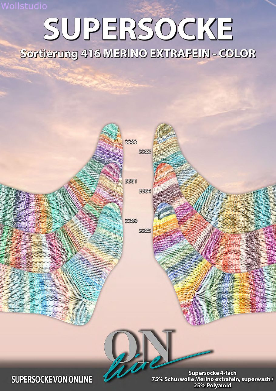 Supersocke 416 Merino ONline Farbe 9999