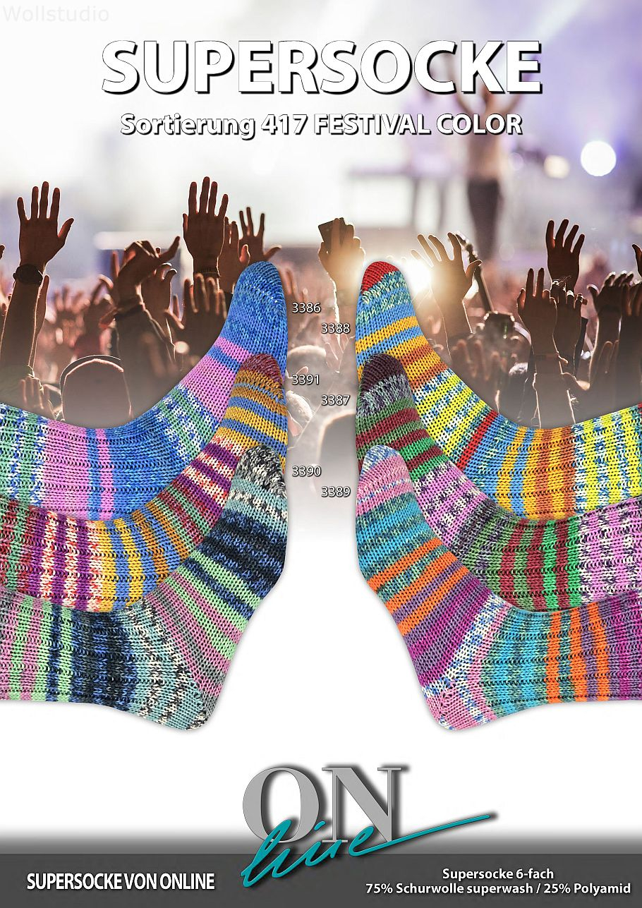 Supersocke 417 Festival ONline Farbe 9999