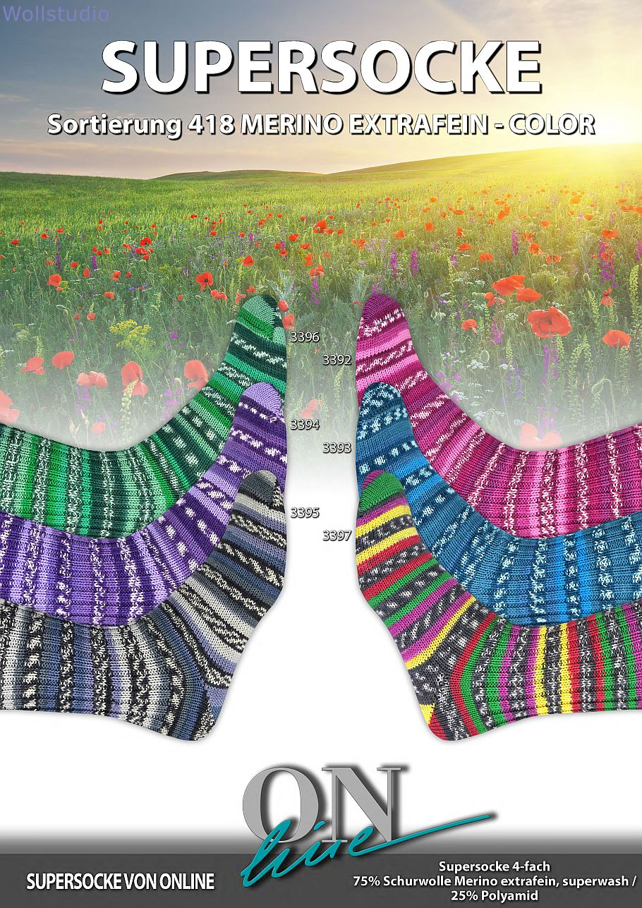Supersocke 418 Merino ONline Farbe 9999