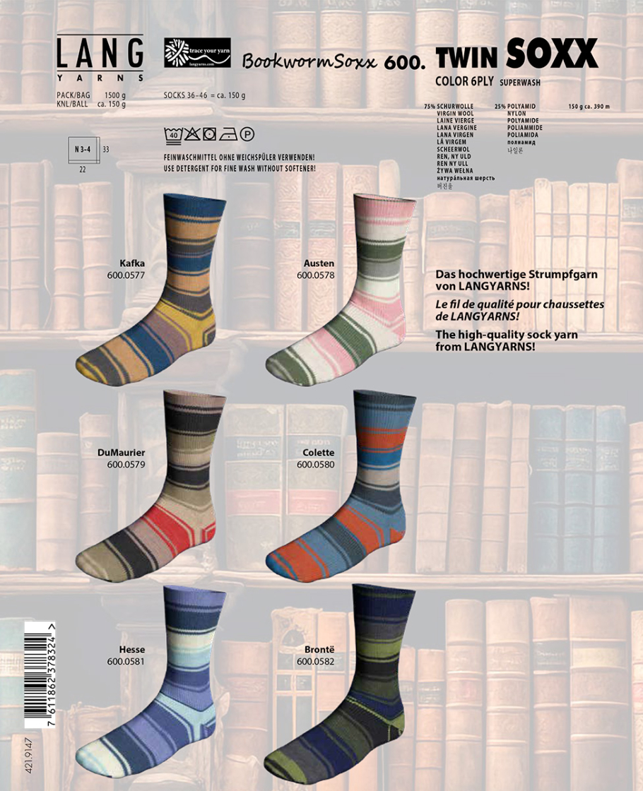Twin Soxx Bookworm Lang Yarns Farbe 9999