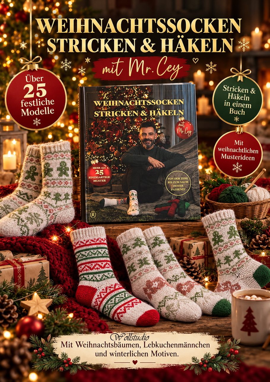 Weihnachtssocken stricken & h�keln Farbe 9999