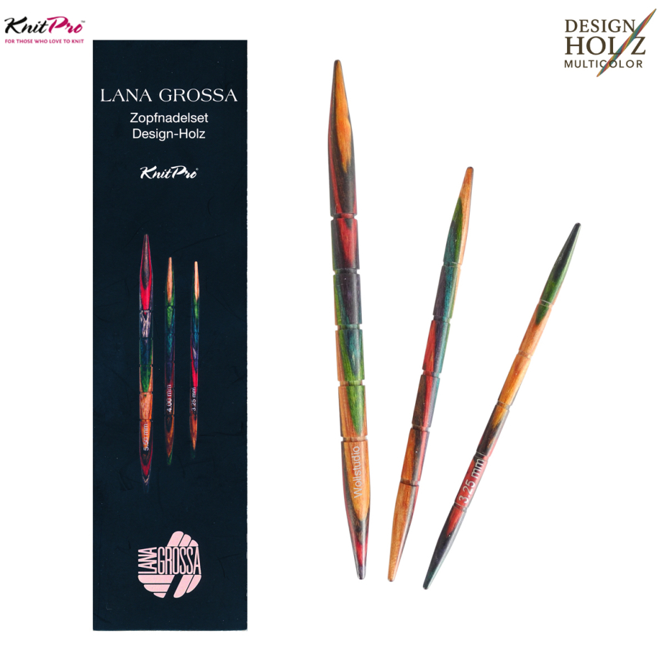 Zopfnadel Set Design Holz Lana Grossa Farbe 9999