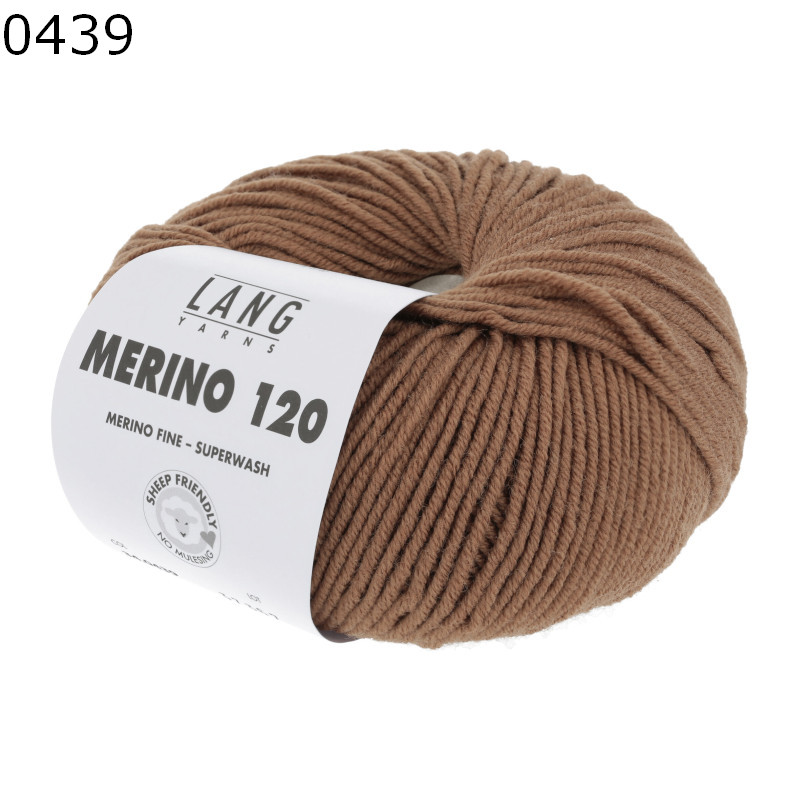 Lang Yarns Merino 120 Wolle – 100% Schurwolle, 50 G / 120 M, Farbe Camel