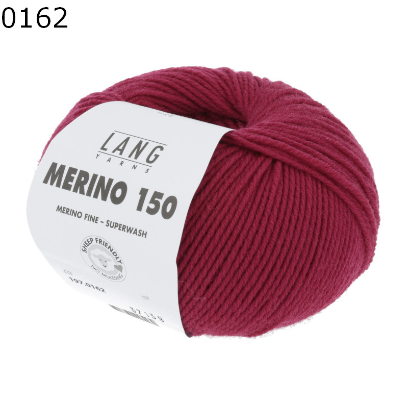 Lang Yarns Merino 150 Superwash – 100% Merinowolle, Kirschrot, Lauflänge 150 M / 50 G