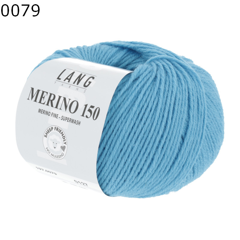 Lang Yarns Merino 150 Superwash Garn – 100% Merinowolle, 150 M / 50 G, Himmelblau, Nadeln 3–4