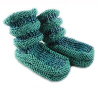 Babyschuhe Gestrickt Schurwolle Gruen Color Gr.18-19