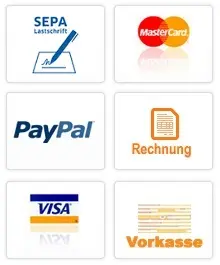 Wollekauf Zahlungsarten: Rechnung, Vorkasse, Kreditkarte, Paypal, Sofortüberweisung